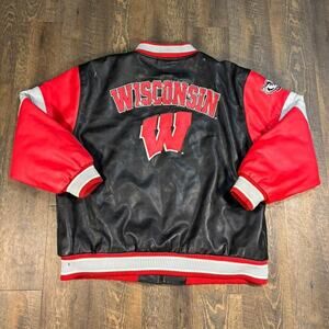 Y2k uw madison badgers leather jacket